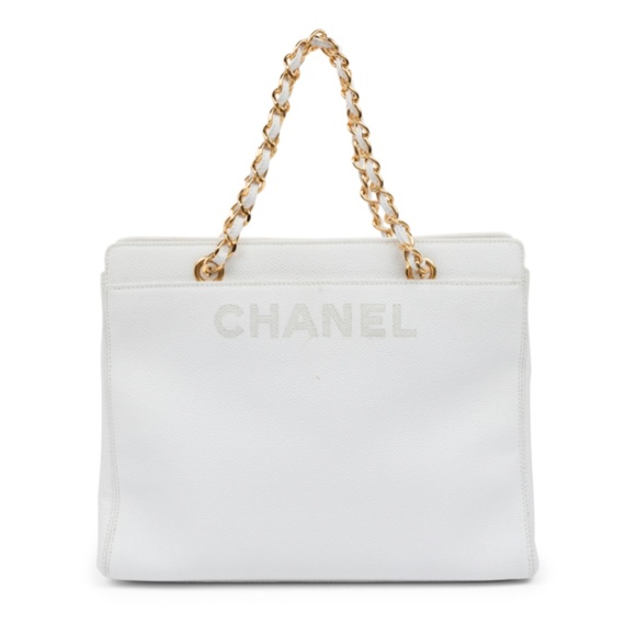 VINTAGE CHANEL White Caviar Leather Bag from 1997-1999 - Authentic! - Picture 1 of 10